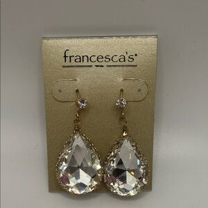 Francesca's Collections Gold and Crystal Drop Earrings